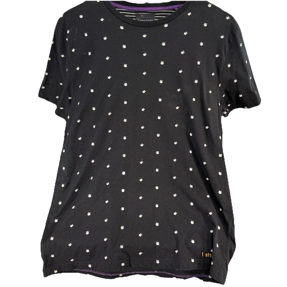 Denim And Flower Ricky Singh‎ Black Ghost Tshirt 100% Cotton Large Halloween